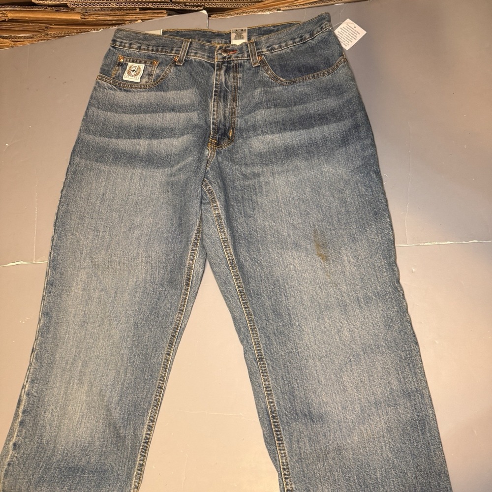 Cinch 36 35x34 White Label Relaxed Fit Medium Stone Wash Jeans MB92834003 Stains